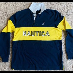 Nautica long sleeve Size M men’s Polo shirt!!